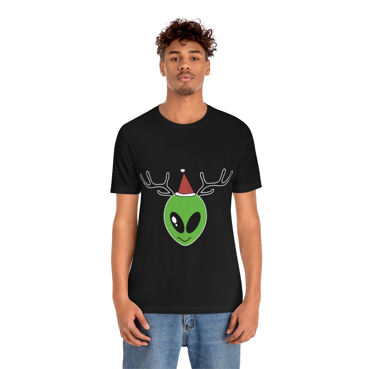 Xmas Aliens Deer Santa Claus UFOS Unisex Jersey Short Sleeve T-Shirt Ichaku [Perfect Gifts Selection]