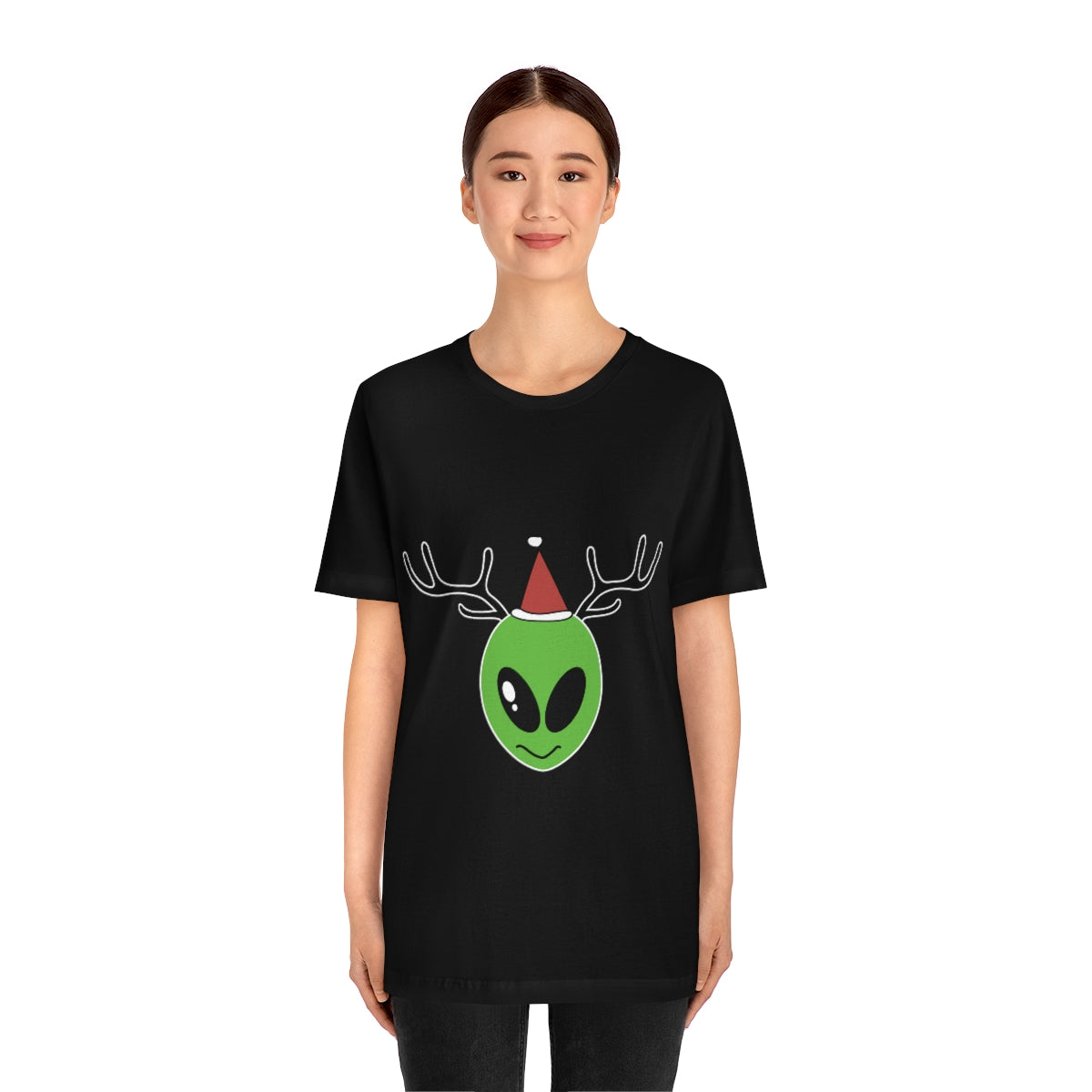 Xmas Aliens Deer Santa Claus UFOS Unisex Jersey Short Sleeve T-Shirt Ichaku [Perfect Gifts Selection]