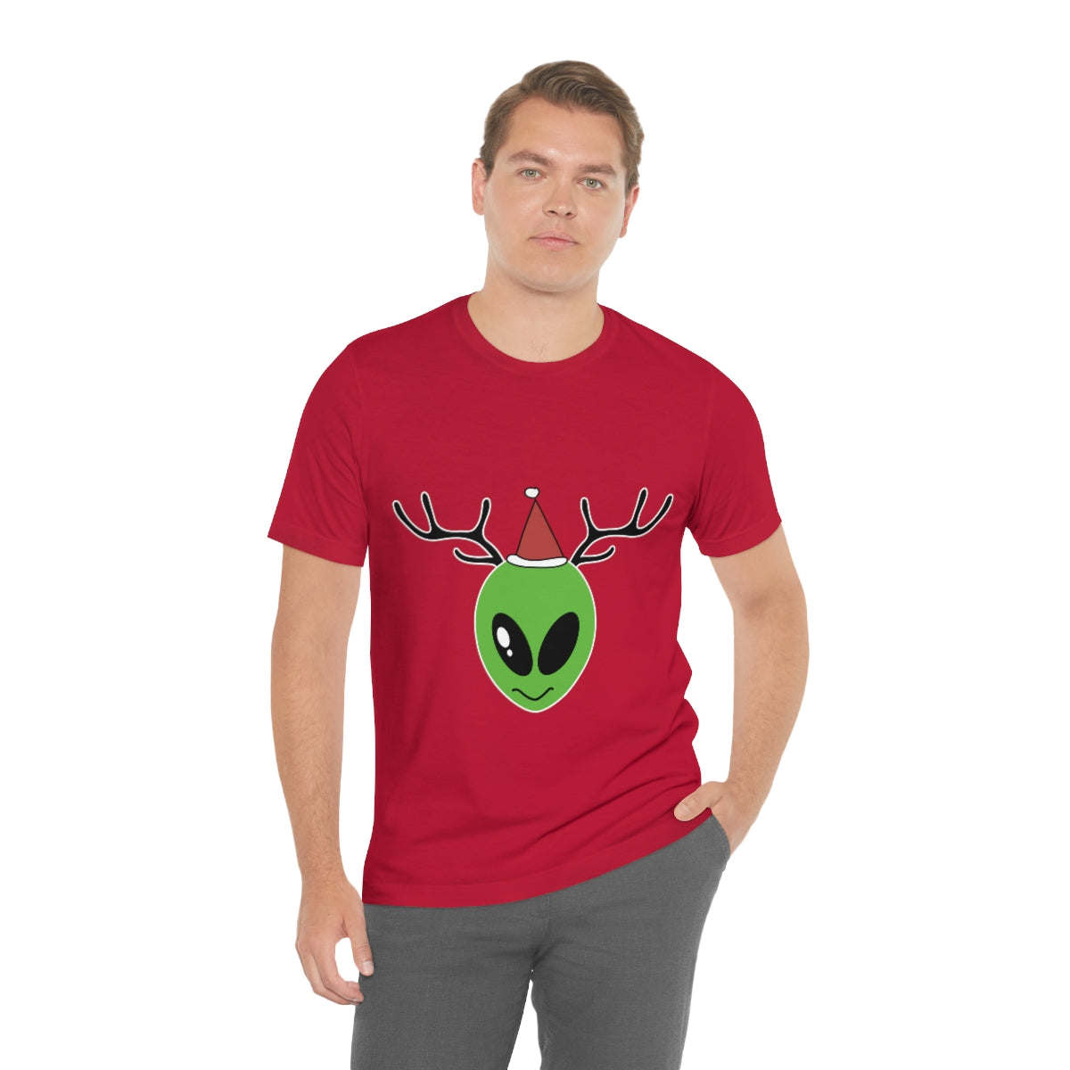 Xmas Aliens Deer Santa Claus UFOS Unisex Jersey Short Sleeve T-Shirt Ichaku [Perfect Gifts Selection]