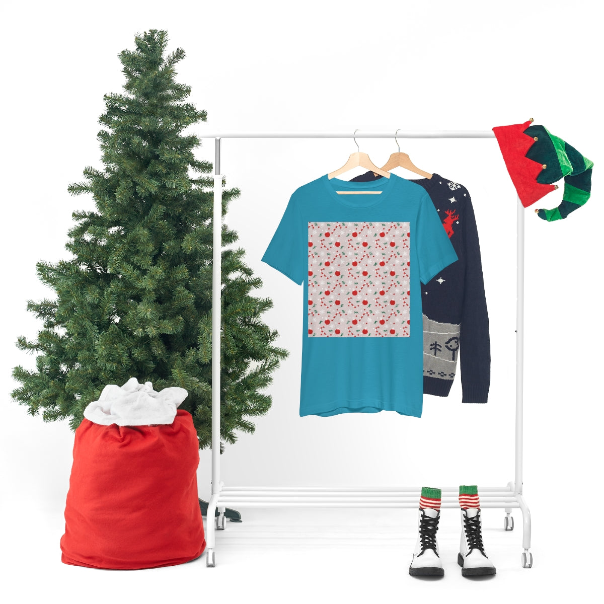 Xmas Ho-Ho-Ho Pattern Happy New Year Unisex Jersey Short Sleeve T-Shirt Ichaku [Perfect Gifts Selection]