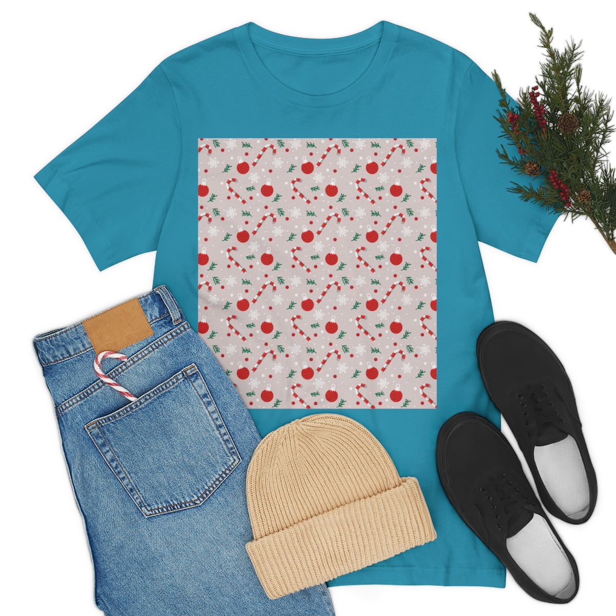 Xmas Ho-Ho-Ho Pattern Happy New Year Unisex Jersey Short Sleeve T-Shirt Ichaku [Perfect Gifts Selection]