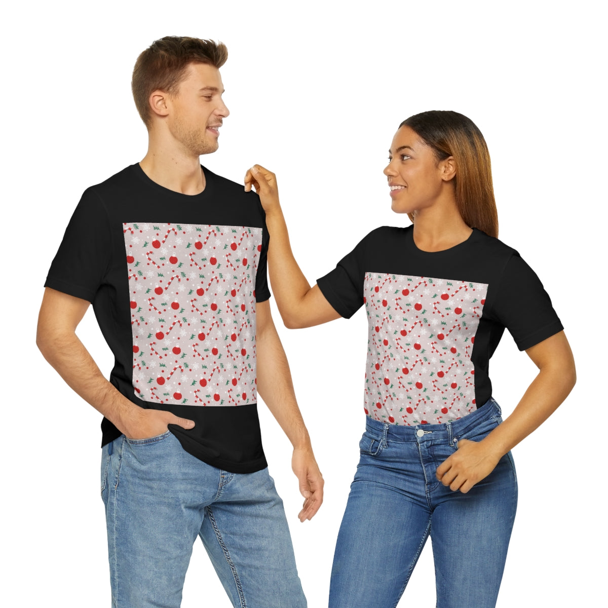 Xmas Ho-Ho-Ho Pattern Happy New Year Unisex Jersey Short Sleeve T-Shirt Ichaku [Perfect Gifts Selection]