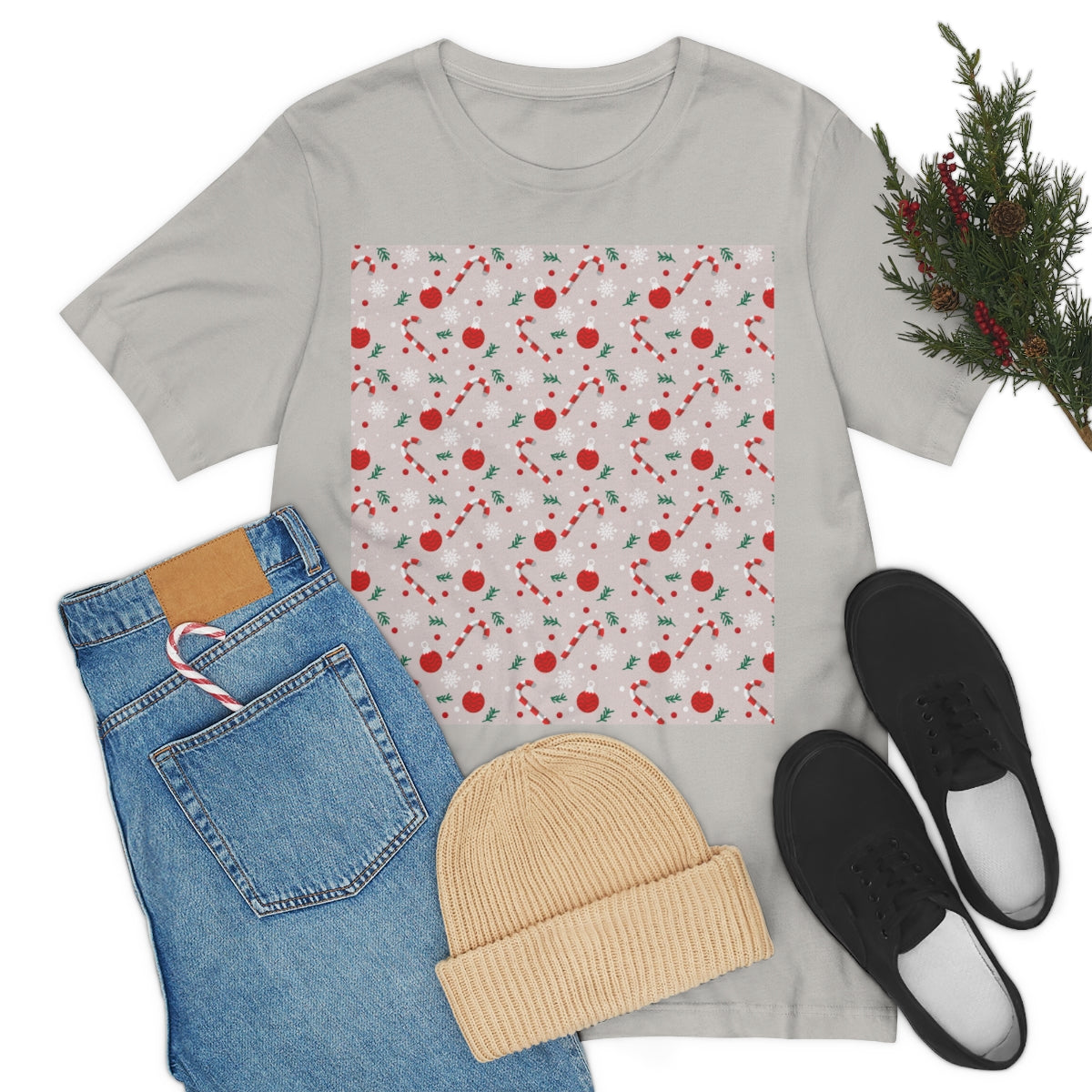 Xmas Ho-Ho-Ho Pattern Happy New Year Unisex Jersey Short Sleeve T-Shirt Ichaku [Perfect Gifts Selection]