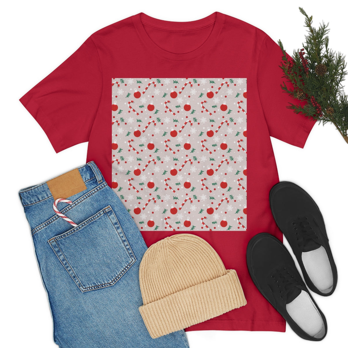 Xmas Ho-Ho-Ho Pattern Happy New Year Unisex Jersey Short Sleeve T-Shirt Ichaku [Perfect Gifts Selection]