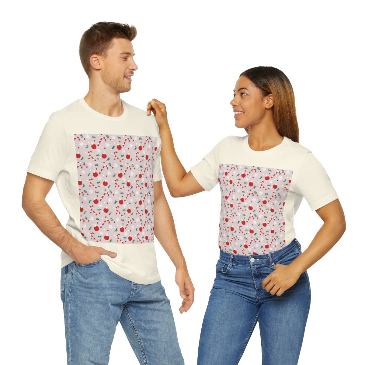 Xmas Ho-Ho-Ho Pattern Happy New Year Unisex Jersey Short Sleeve T-Shirt Ichaku [Perfect Gifts Selection]