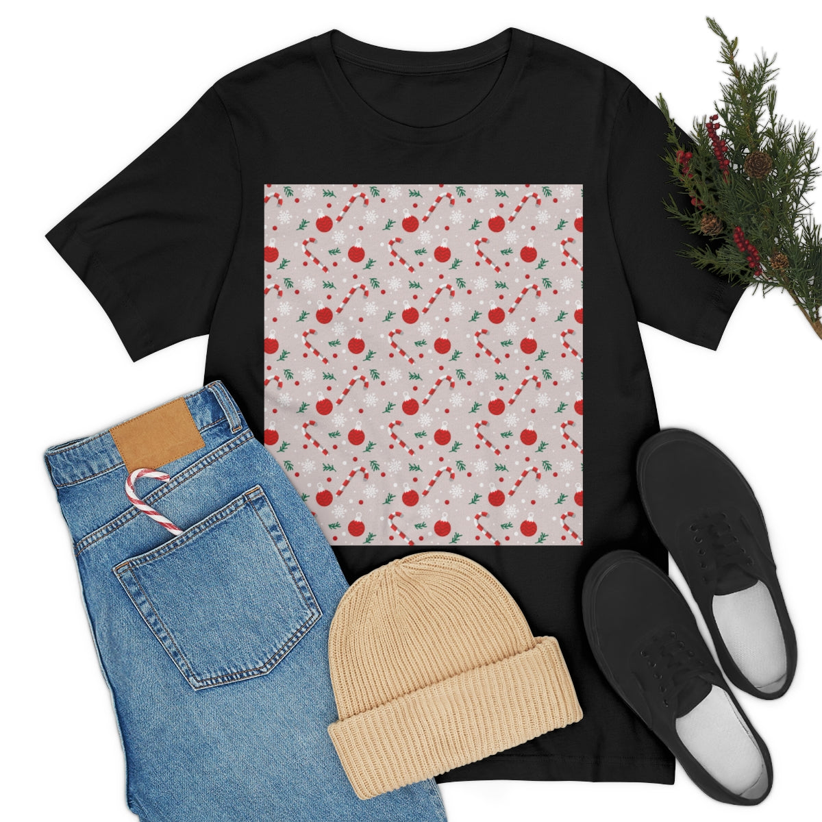 Xmas Ho-Ho-Ho Pattern Happy New Year Unisex Jersey Short Sleeve T-Shirt Ichaku [Perfect Gifts Selection]