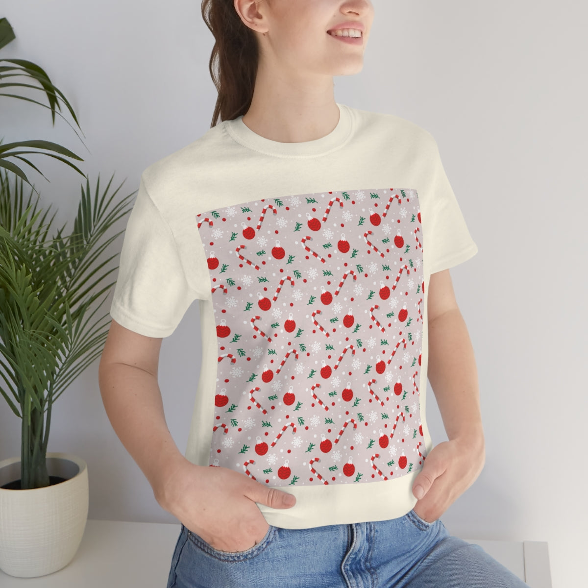 Xmas Ho-Ho-Ho Pattern Happy New Year Unisex Jersey Short Sleeve T-Shirt Ichaku [Perfect Gifts Selection]