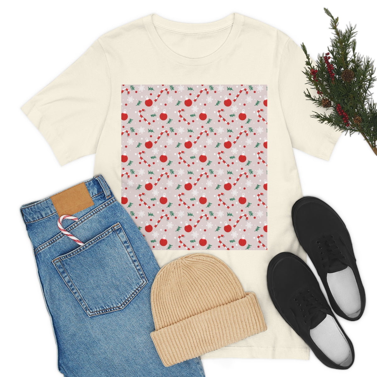 Xmas Ho-Ho-Ho Pattern Happy New Year Unisex Jersey Short Sleeve T-Shirt Ichaku [Perfect Gifts Selection]