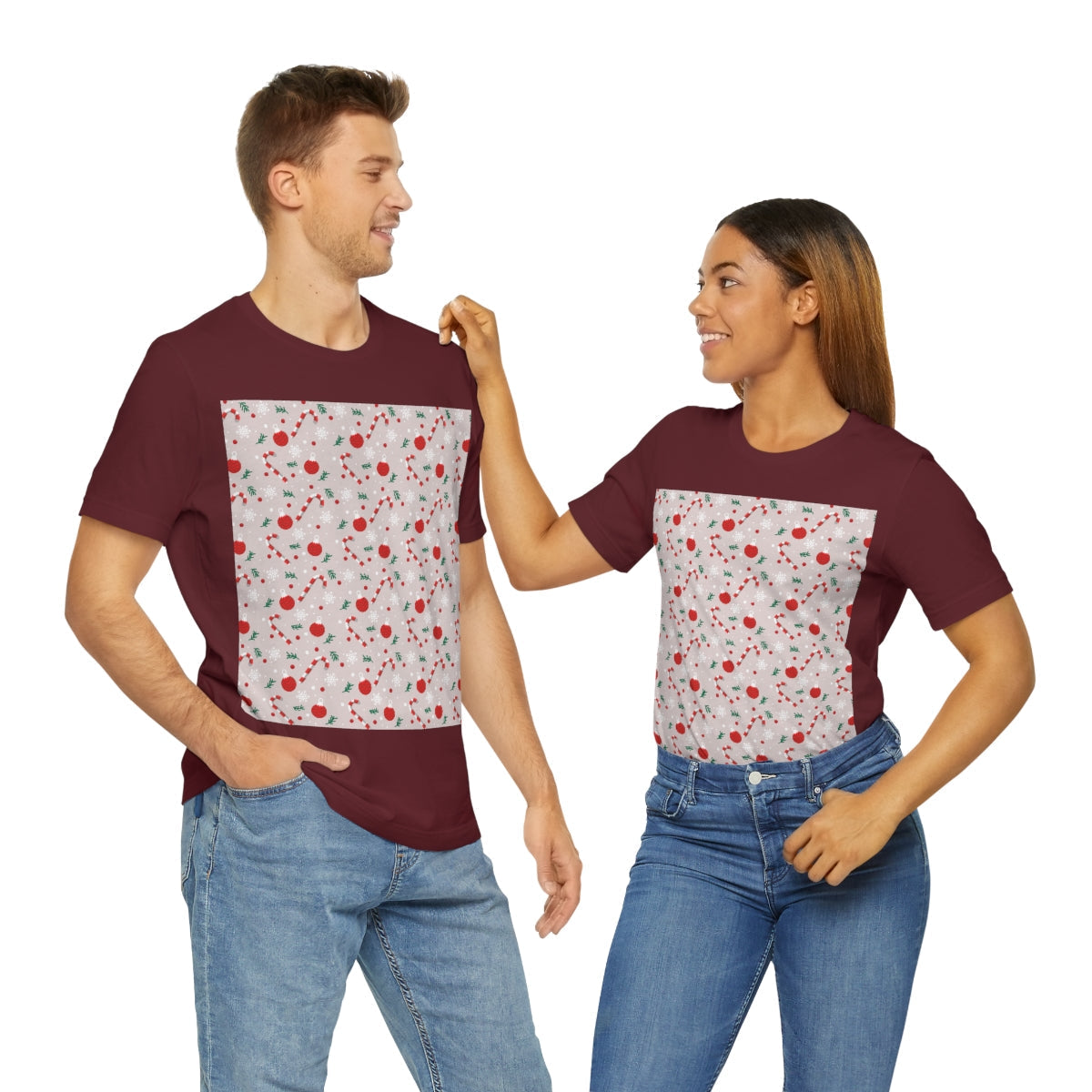 Xmas Ho-Ho-Ho Pattern Happy New Year Unisex Jersey Short Sleeve T-Shirt Ichaku [Perfect Gifts Selection]