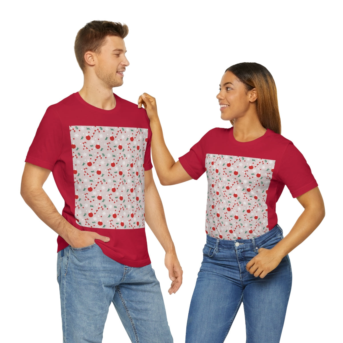 Xmas Ho-Ho-Ho Pattern Happy New Year Unisex Jersey Short Sleeve T-Shirt Ichaku [Perfect Gifts Selection]