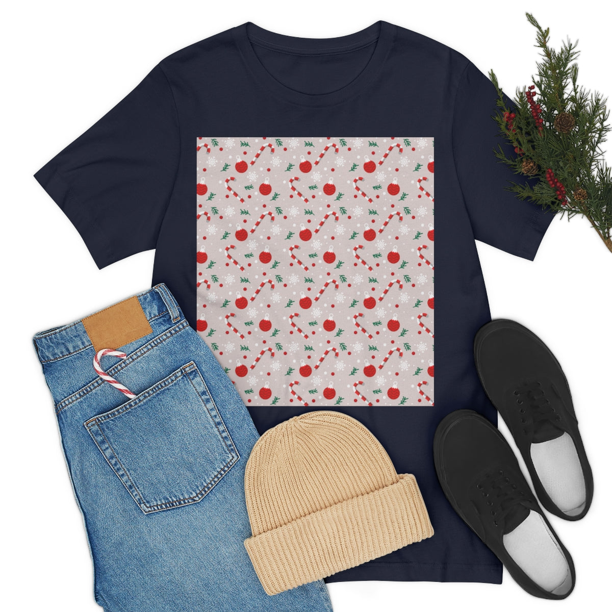 Xmas Ho-Ho-Ho Pattern Happy New Year Unisex Jersey Short Sleeve T-Shirt Ichaku [Perfect Gifts Selection]