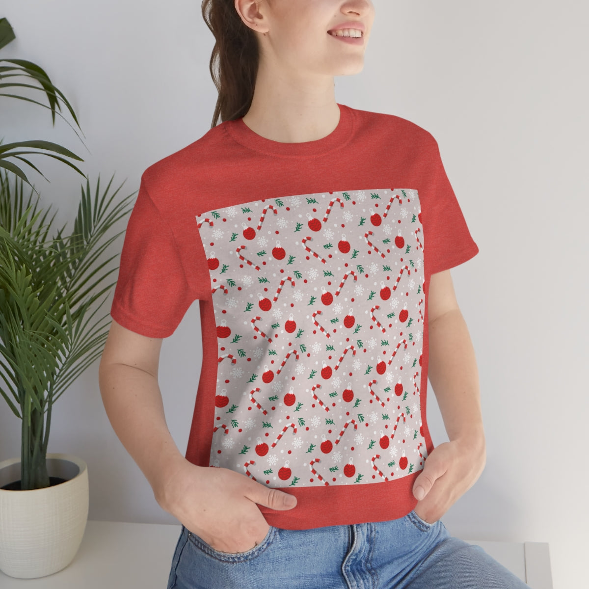 Xmas Ho-Ho-Ho Pattern Happy New Year Unisex Jersey Short Sleeve T-Shirt Ichaku [Perfect Gifts Selection]