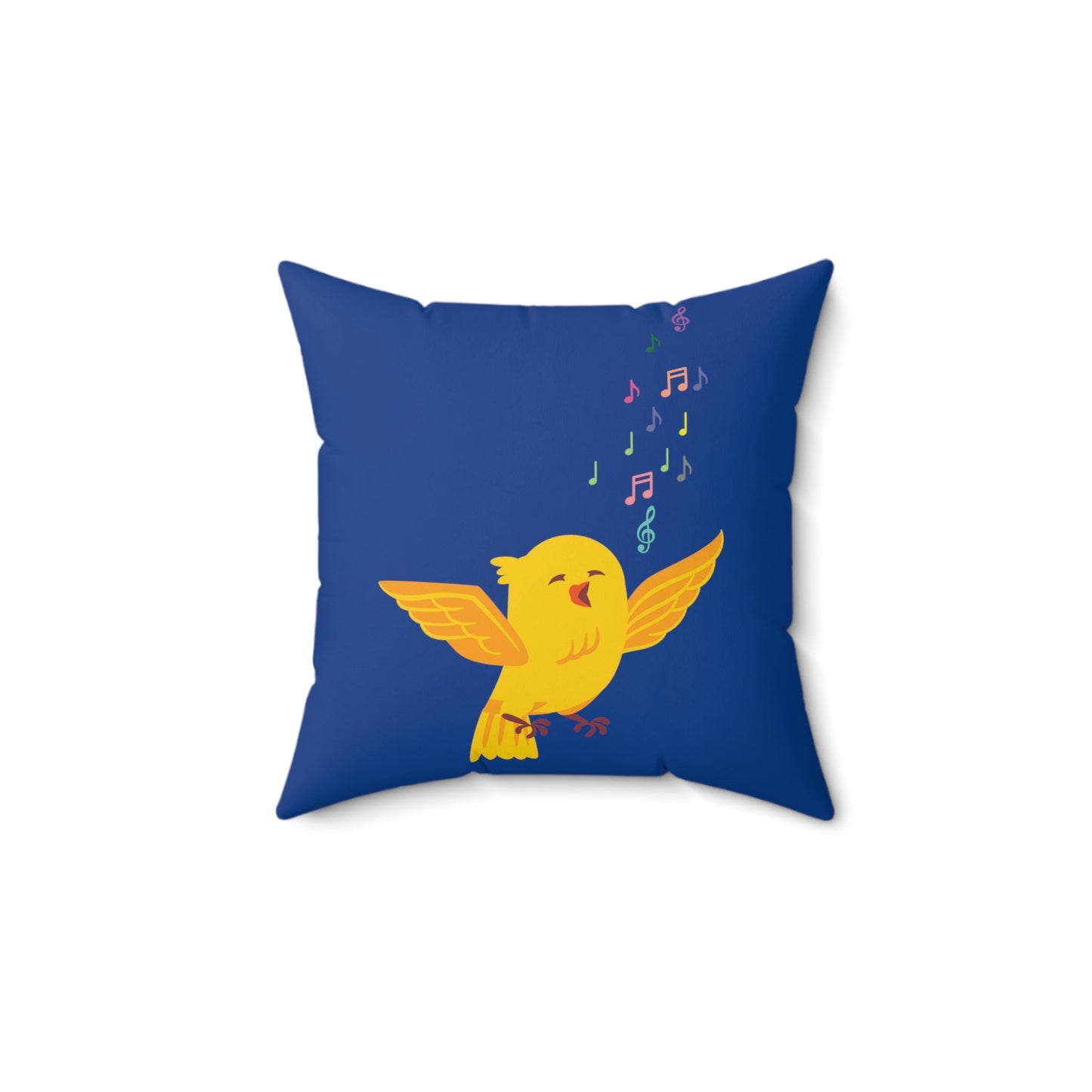 Yellow Canary Happy Birds Lover Spun Polyester Square Pillow Ichaku [Perfect Gifts Selection]