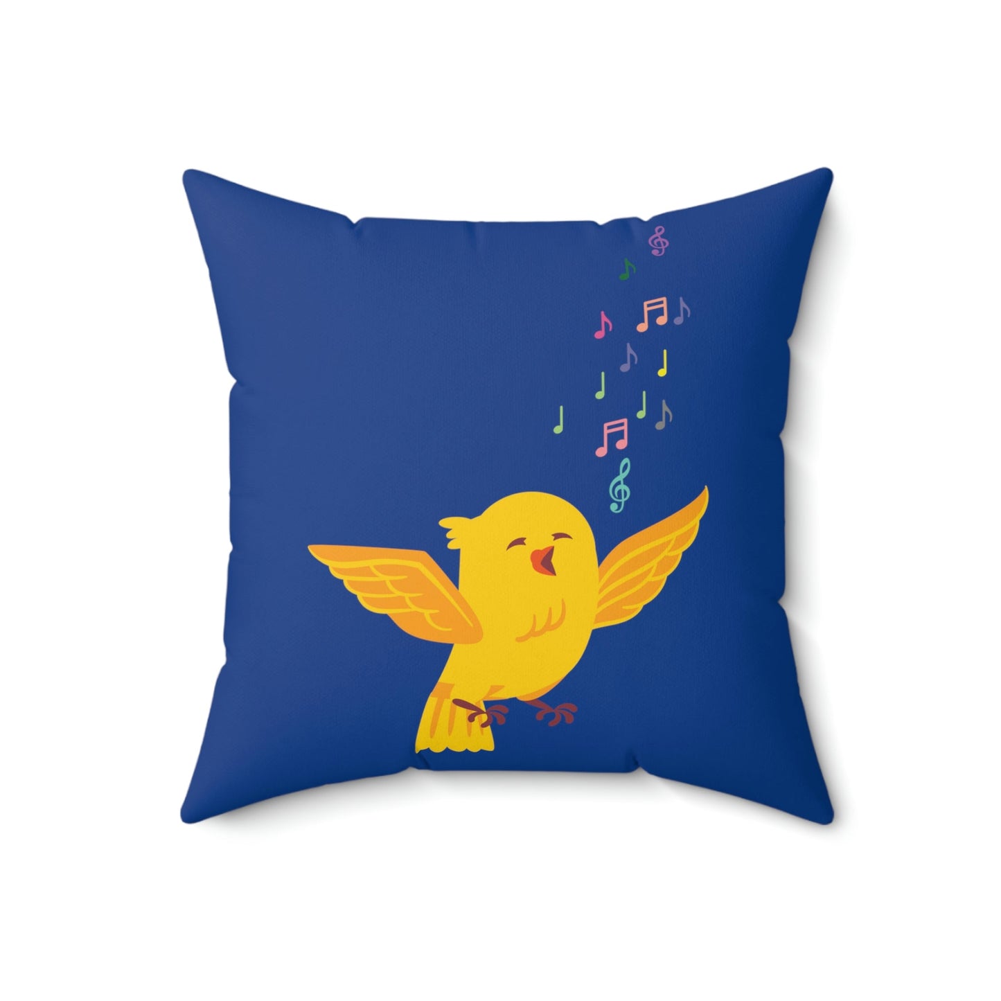 Yellow Canary Happy Birds Lover Spun Polyester Square Pillow Ichaku [Perfect Gifts Selection]