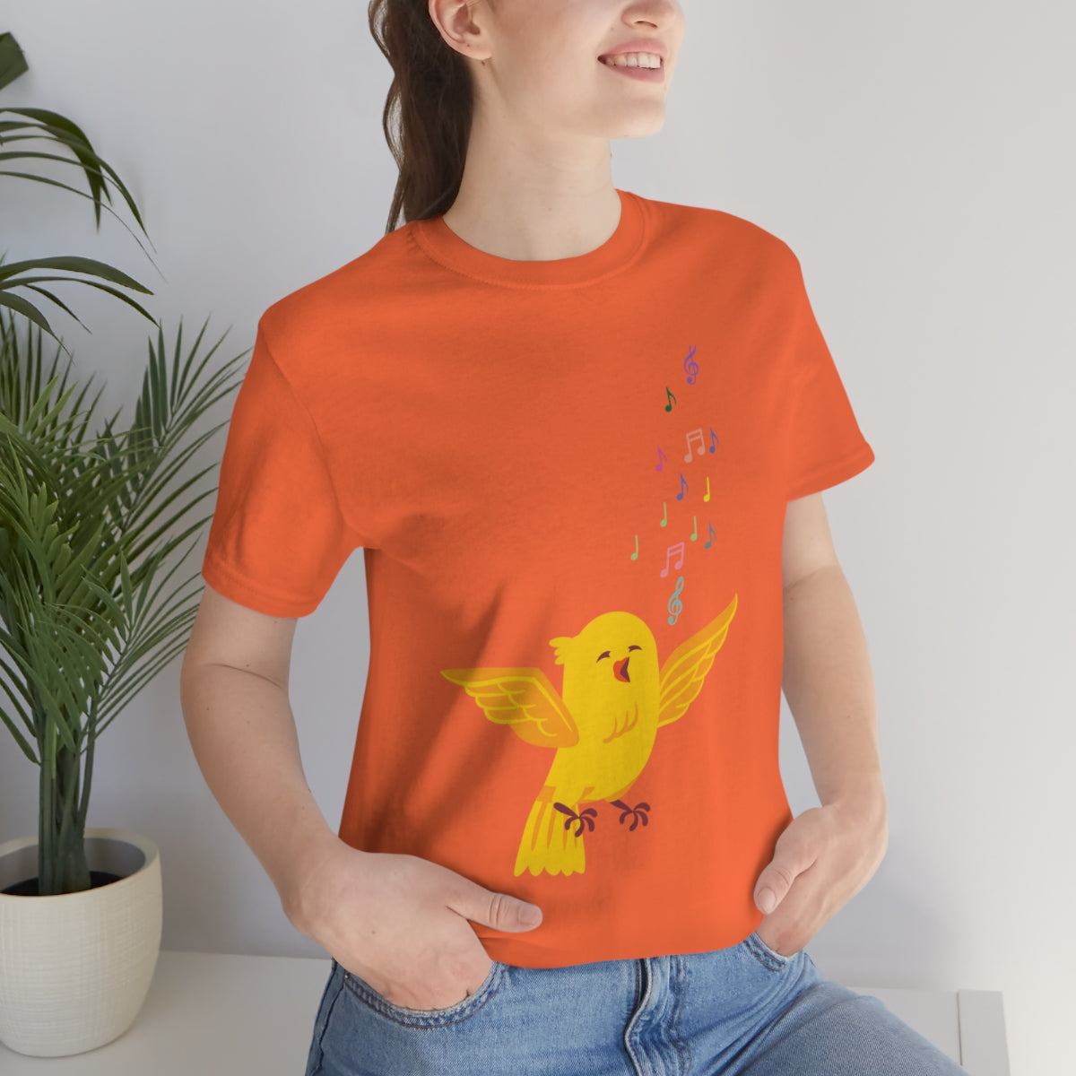 Yellow Canary Happy Birds Lover Unisex Jersey Short Sleeve T-Shirt Ichaku [Perfect Gifts Selection]