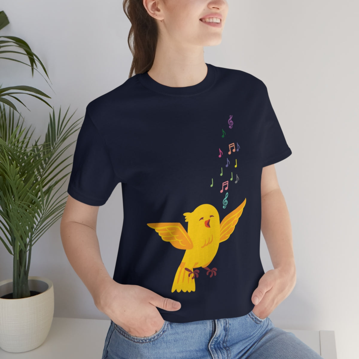 Yellow Canary Happy Birds Lover Unisex Jersey Short Sleeve T-Shirt Ichaku [Perfect Gifts Selection]