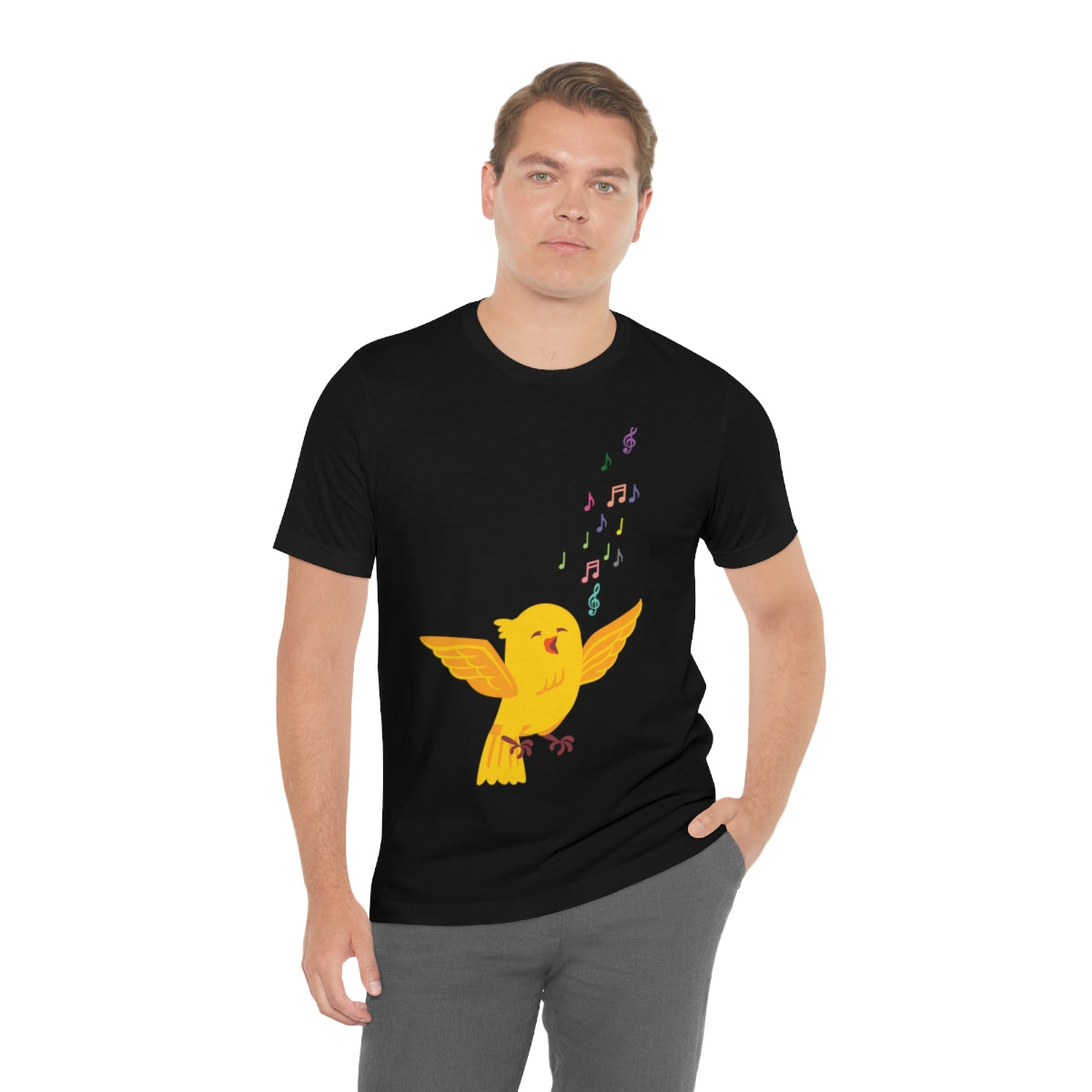 Yellow Canary Happy Birds Lover Unisex Jersey Short Sleeve T-Shirt Ichaku [Perfect Gifts Selection]