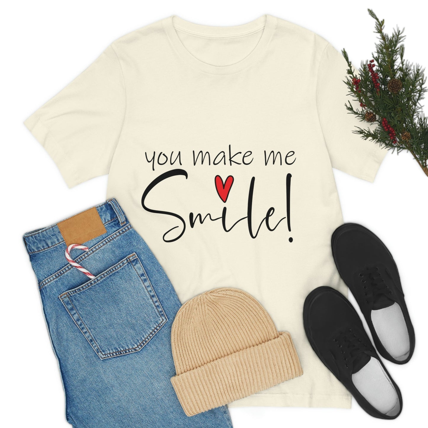 You Make me Smile Empowering Quotes Unisex Jersey Short Sleeve T-Shirt Ichaku [Perfect Gifts Selection]