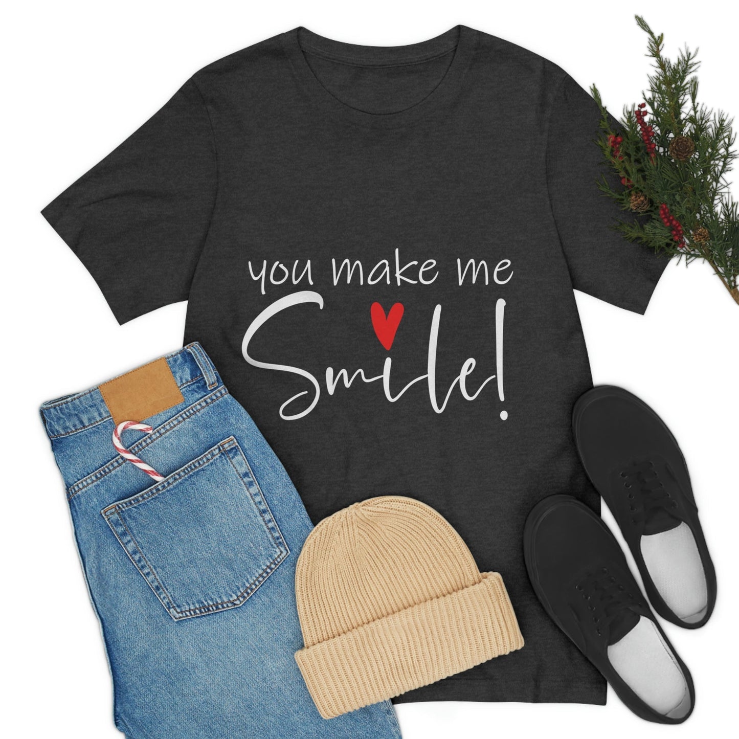 You Make me Smile Empowering Quotes Unisex Jersey Short Sleeve T-Shirt Ichaku [Perfect Gifts Selection]