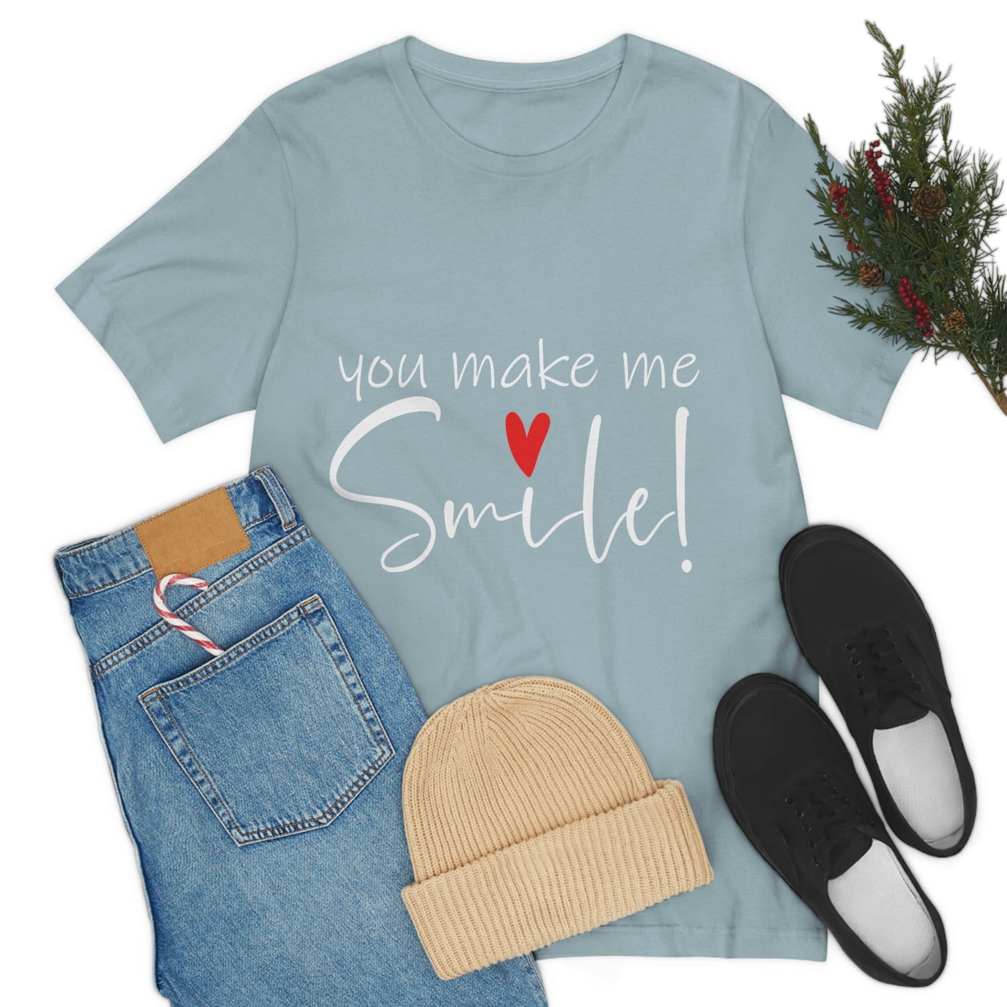 You Make me Smile Empowering Quotes Unisex Jersey Short Sleeve T-Shirt Ichaku [Perfect Gifts Selection]