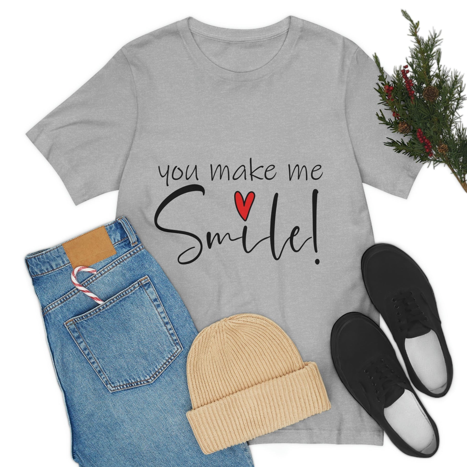 You Make me Smile Empowering Quotes Unisex Jersey Short Sleeve T-Shirt Ichaku [Perfect Gifts Selection]