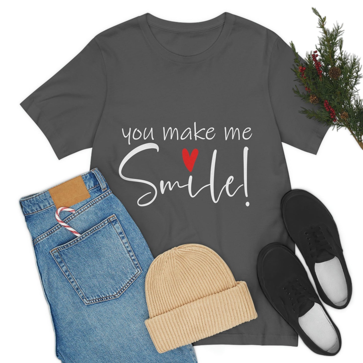 You Make me Smile Empowering Quotes Unisex Jersey Short Sleeve T-Shirt Ichaku [Perfect Gifts Selection]