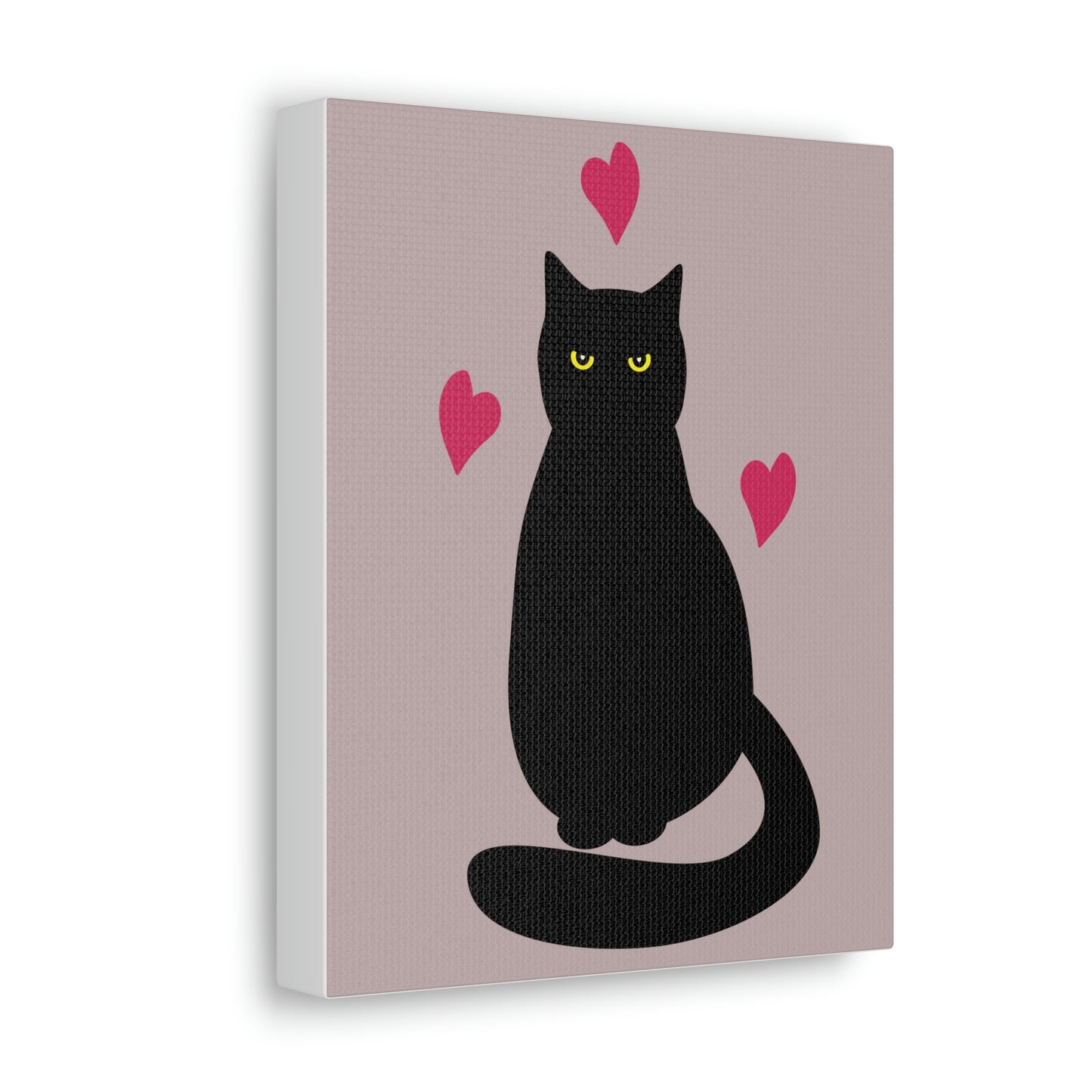 Black Cat with Heart Love Aesthetic Classic Art Canvas Gallery Wraps