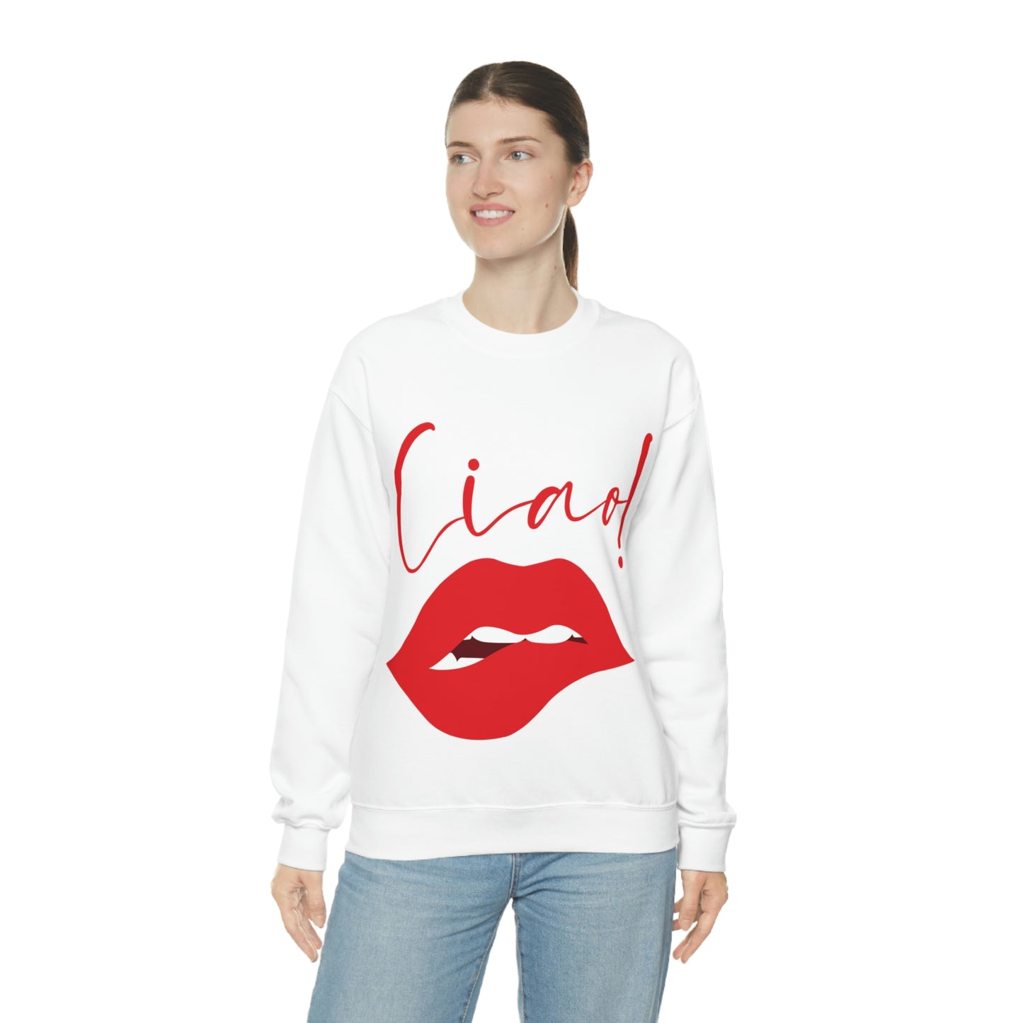 Ciao Hello Goodbye Red Lips Lipstick Unisex Heavy Blend™ Crewneck Sweatshirt