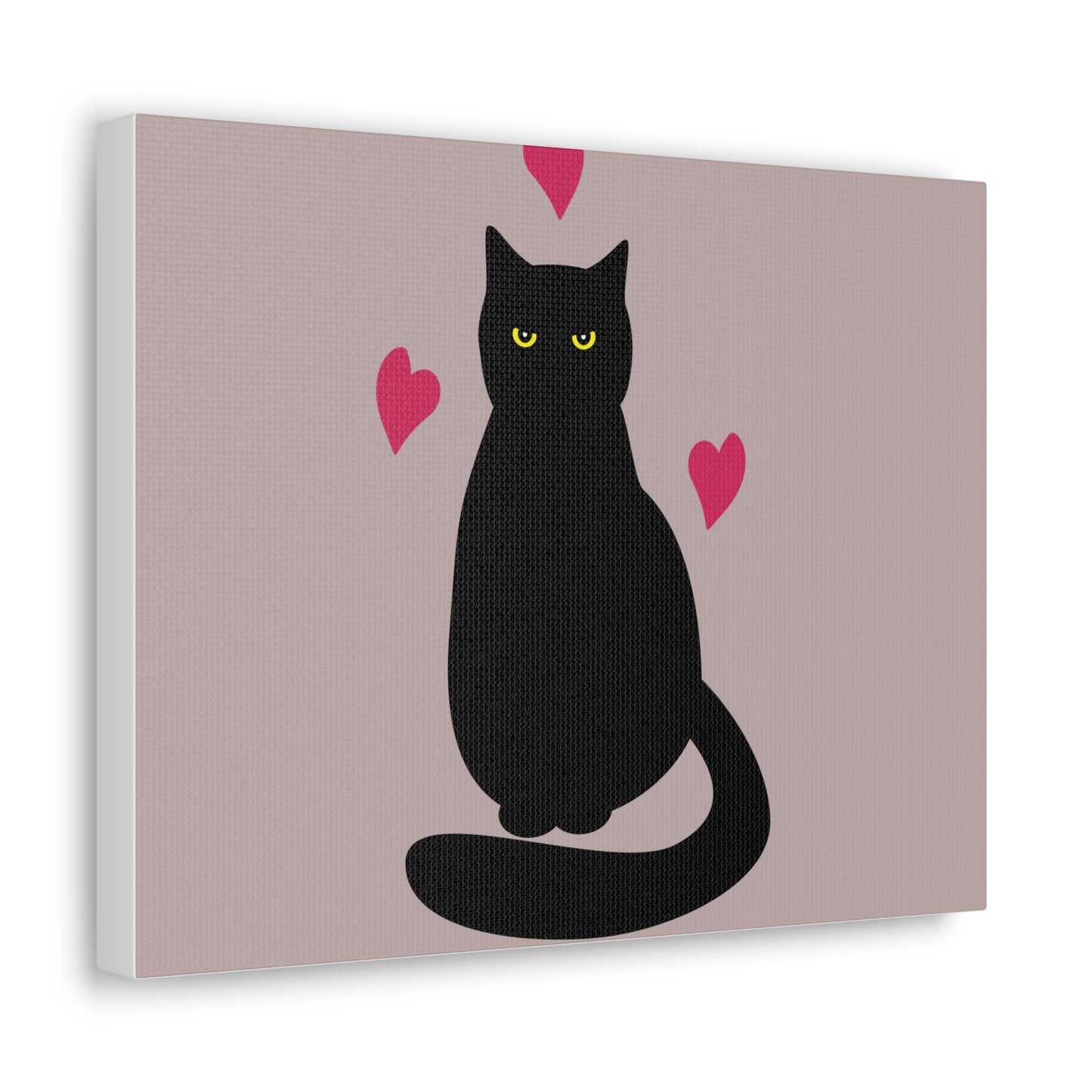 Black Cat with Heart Love Aesthetic Classic Art Canvas Gallery Wraps