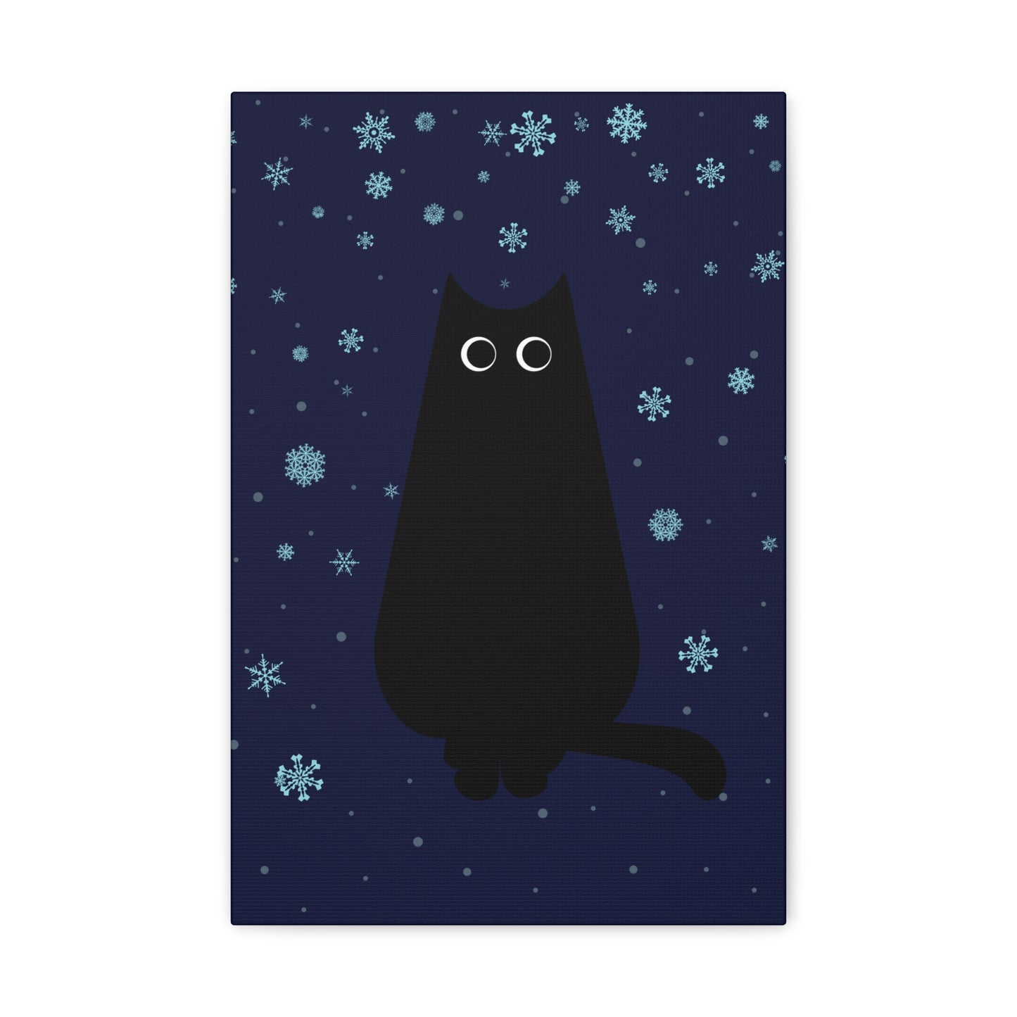 Black Cat Winter Snowflake Anime Art Classic Art Canvas Gallery Wraps