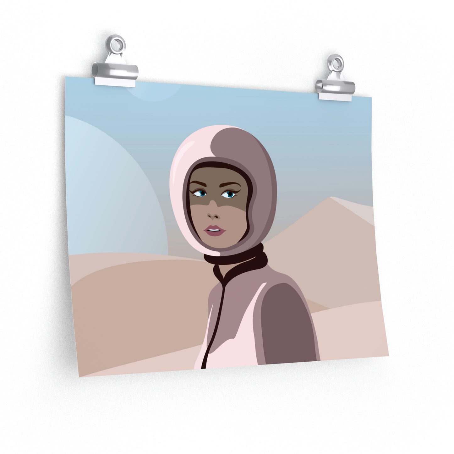 Astronaut Woman Aliens Minimal Aesthetic Art Premium Matte Horizontal Posters