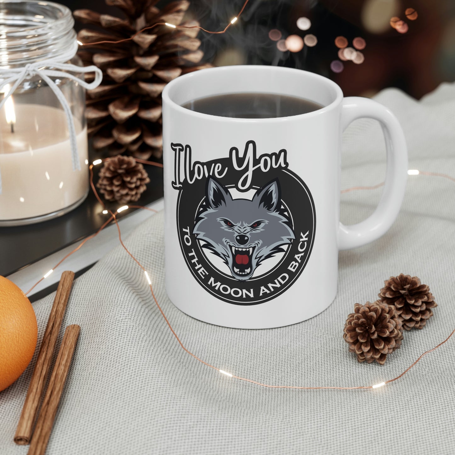 Love You To The Moon And Back Classic Wolf Stars Ceramic Mug 11oz