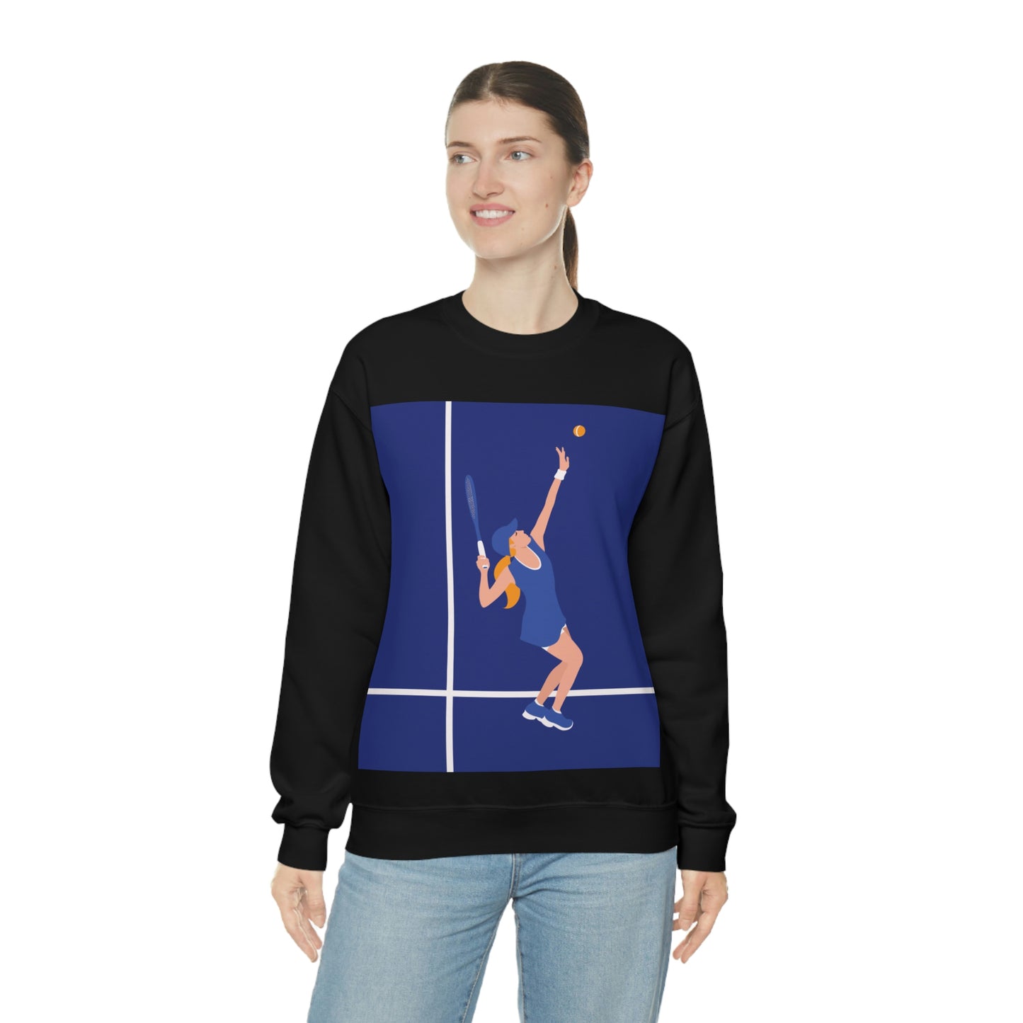 Tennis Player Blue Art Sports Team Unisex Heavy Blend™ Crewneck Sweatshirt