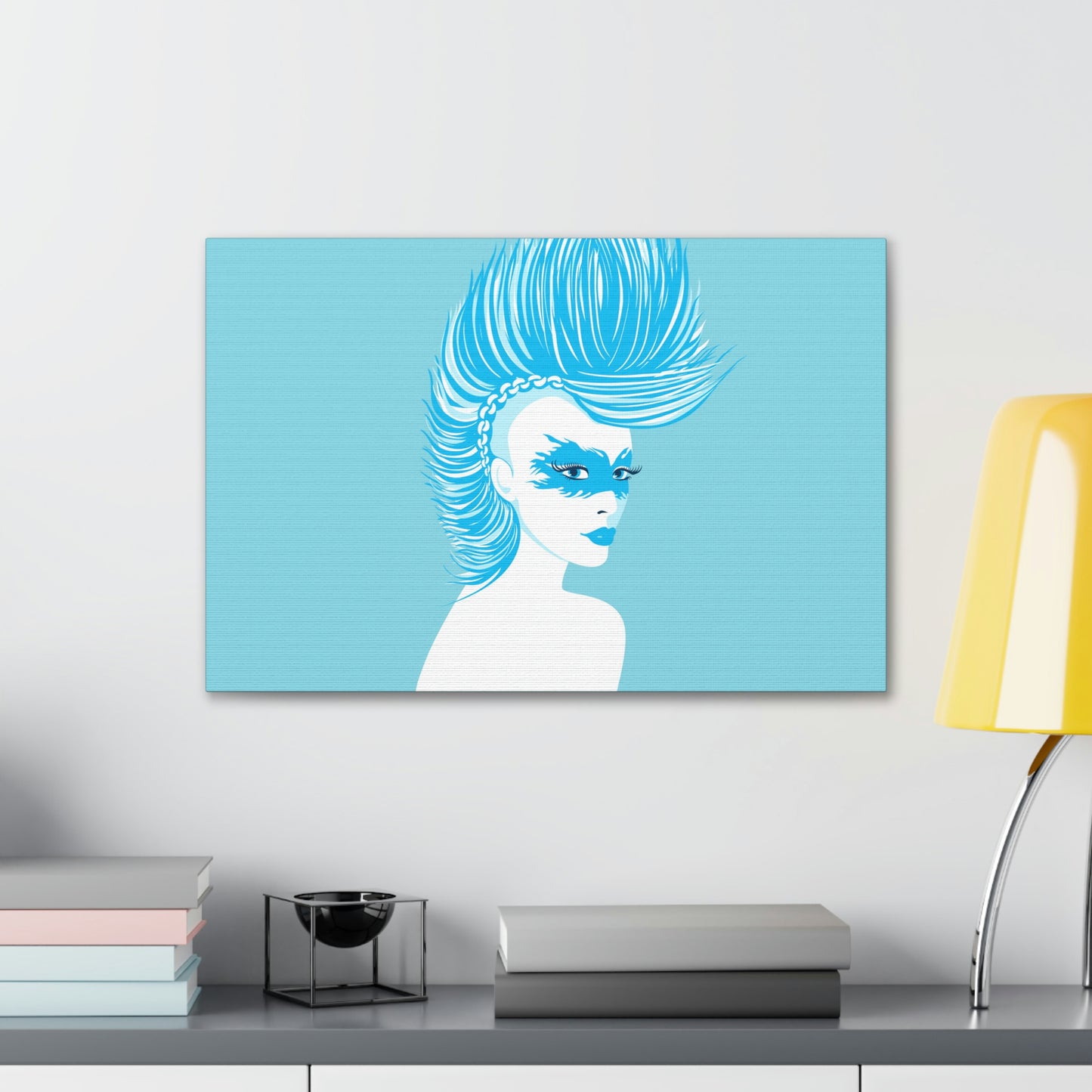 Blue Punk Woman Art Unique Edgy Graphic Aesthetic Classic Art Canvas Gallery Wraps