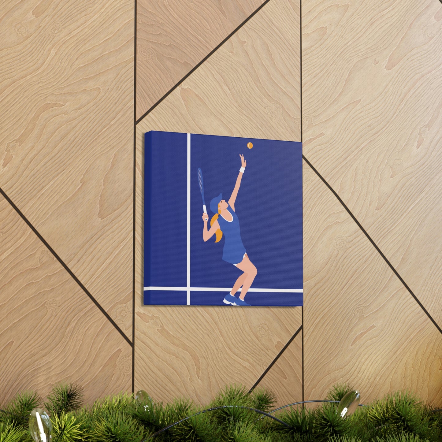 Tennis Player Blue Art Sports Team Classic Art Canvas Gallery Wraps