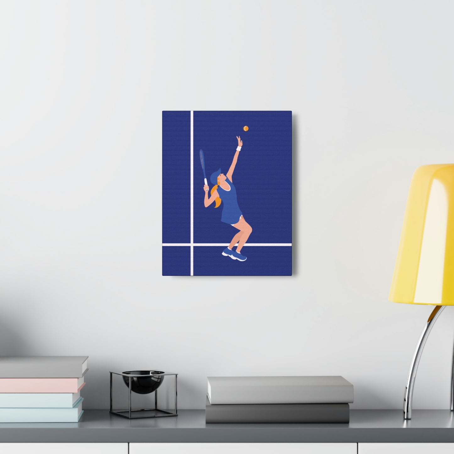 Tennis Player Blue Art Sports Team Classic Art Canvas Gallery Wraps