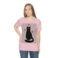 Black Cat with Heart Love Unisex Jersey Short Sleeve T-Shirt