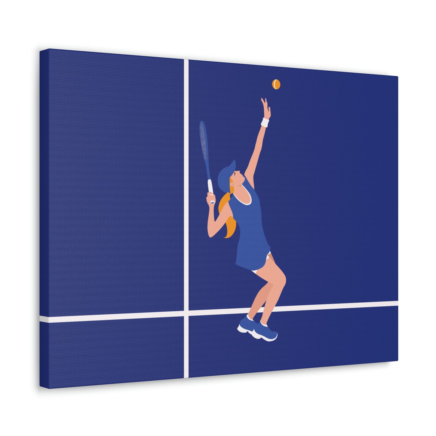 Tennis Player Blue Art Sports Team Classic Art Canvas Gallery Wraps