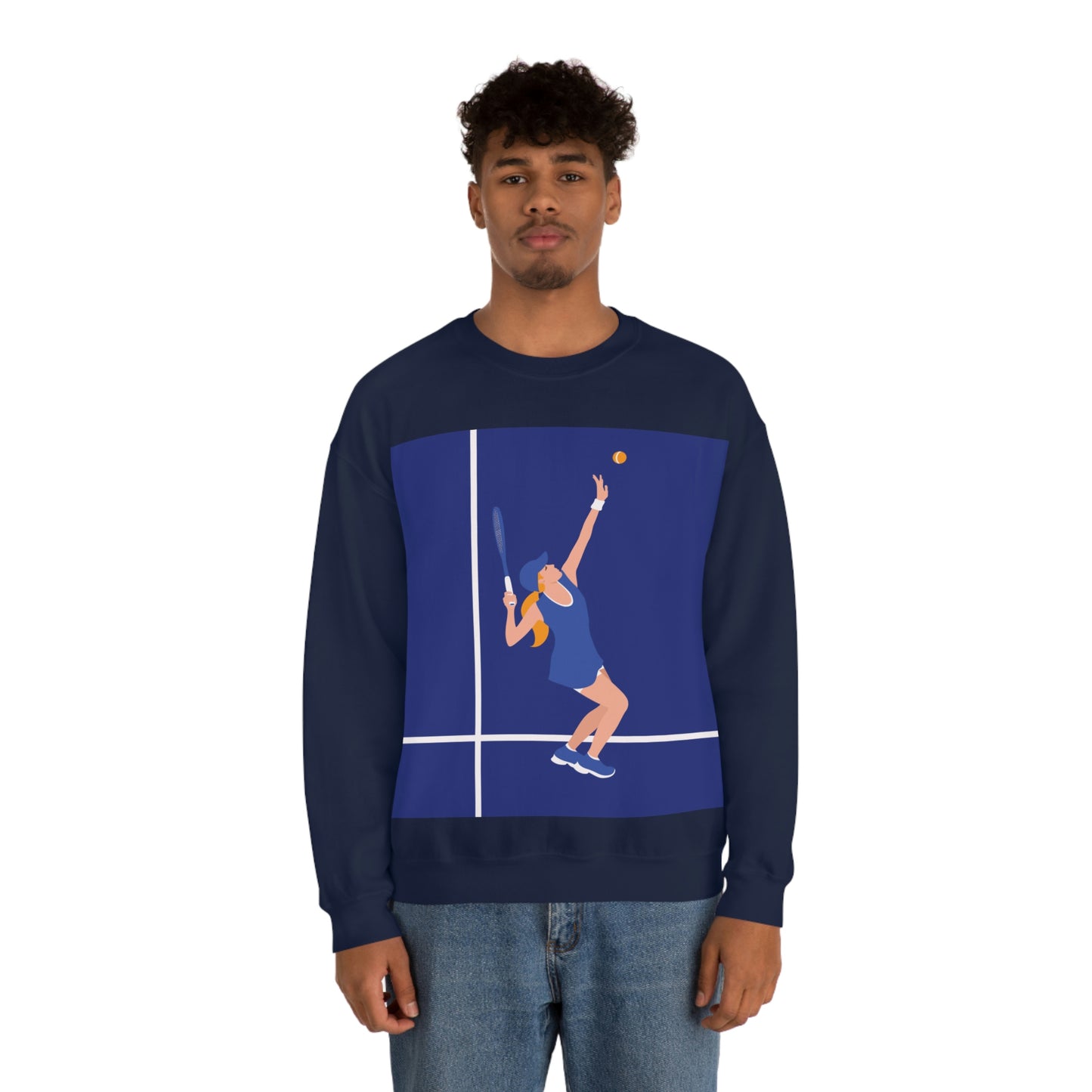 Tennis Player Blue Art Sports Team Unisex Heavy Blend™ Crewneck Sweatshirt