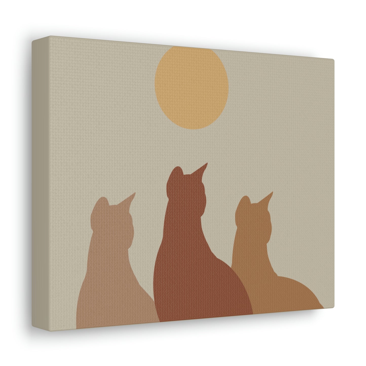 Abstract Boho Cats Relaxed Aesthetic Beige Minimalist Classic Art Canvas Gallery Wraps