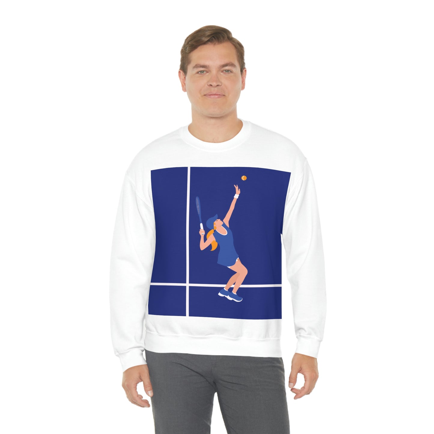 Tennis Player Blue Art Sports Team Unisex Heavy Blend™ Crewneck Sweatshirt