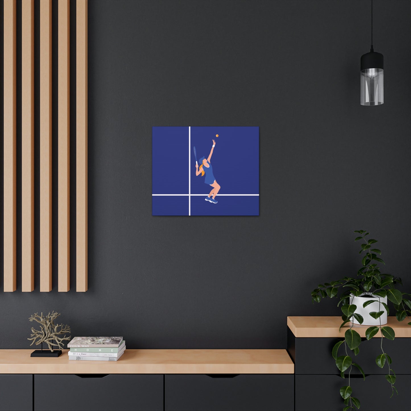 Tennis Player Blue Art Sports Team Classic Art Canvas Gallery Wraps