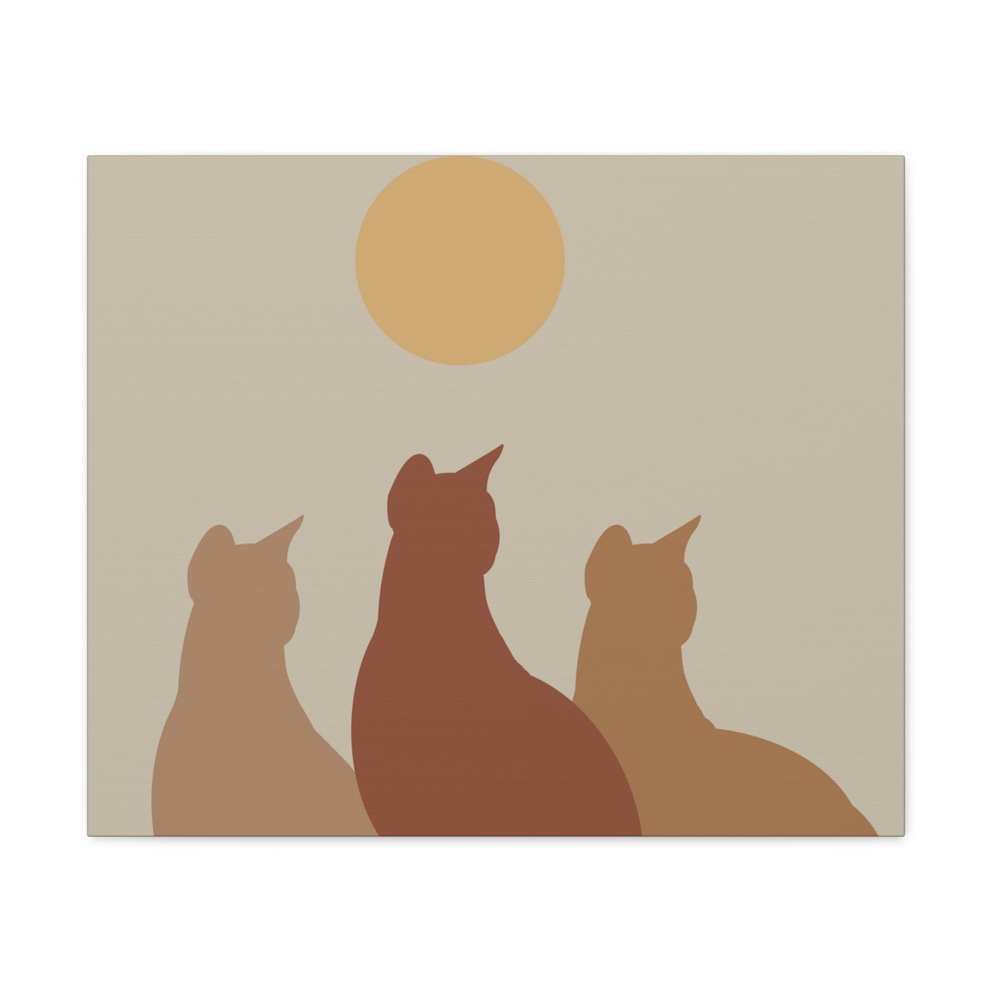 Abstract Boho Cats Relaxed Aesthetic Beige Minimalist Classic Art Canvas Gallery Wraps