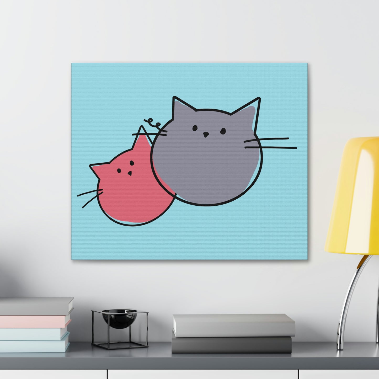 Funny Cartoon Cats Anime Meme Kawaii  Aesthetic Classic Art Canvas Gallery Wraps