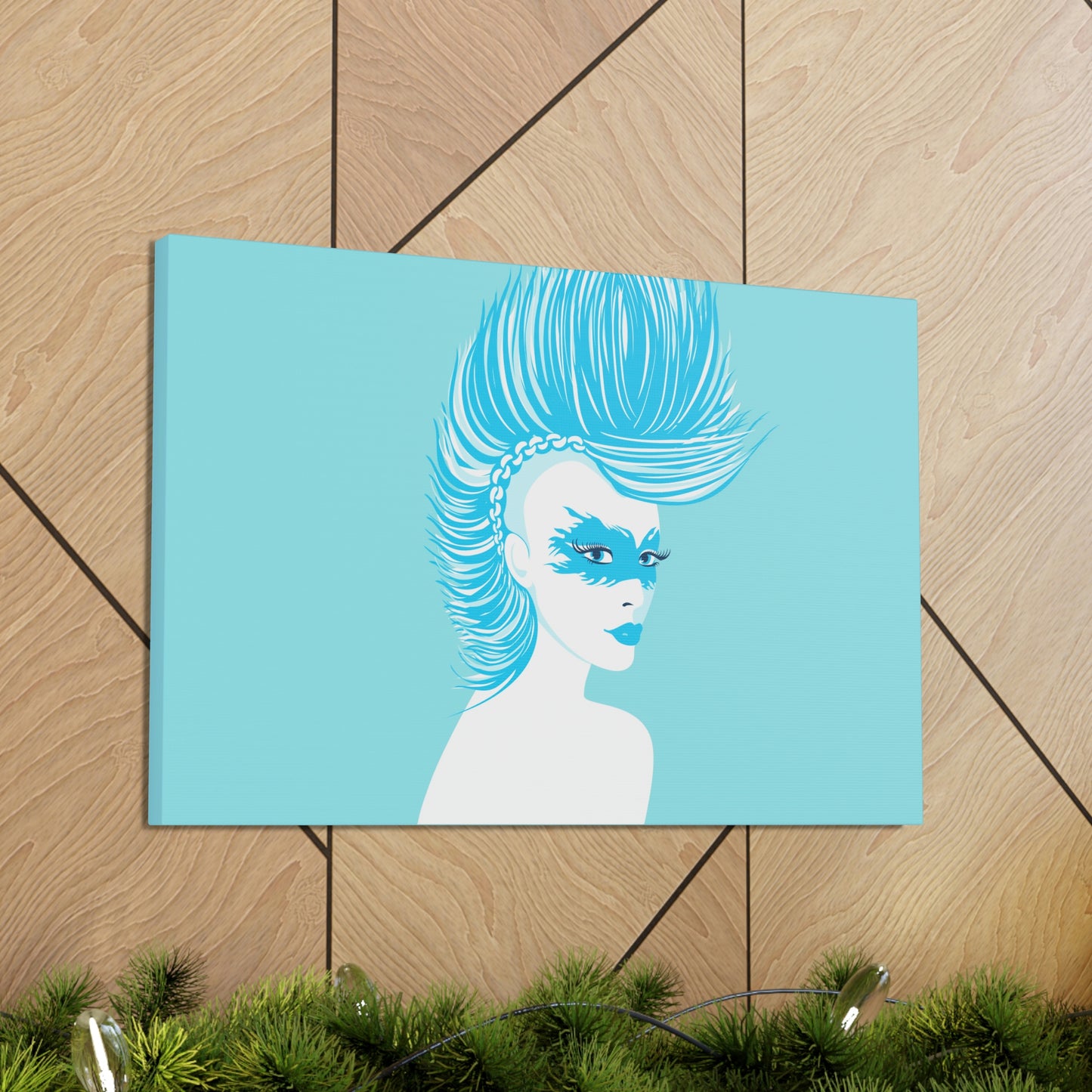 Blue Punk Woman Art Unique Edgy Graphic Aesthetic Classic Art Canvas Gallery Wraps