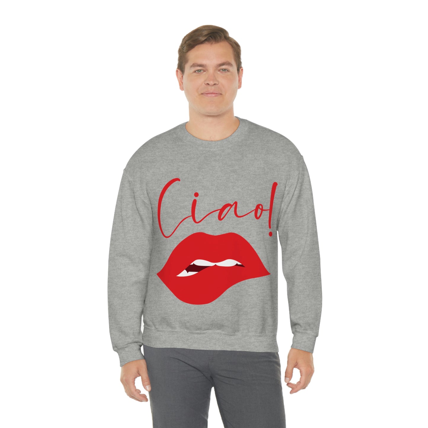 Ciao Hello Goodbye Red Lips Lipstick Unisex Heavy Blend™ Crewneck Sweatshirt