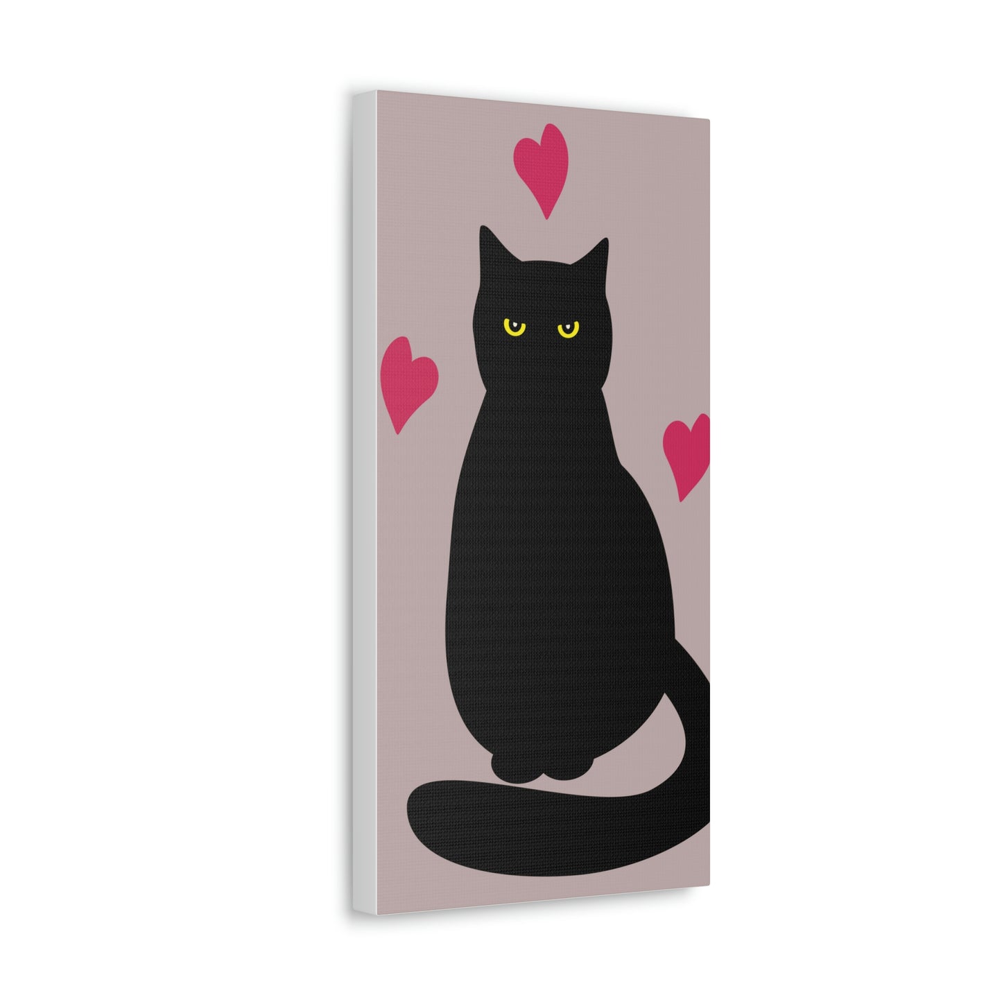 Black Cat with Heart Love Aesthetic Classic Art Canvas Gallery Wraps