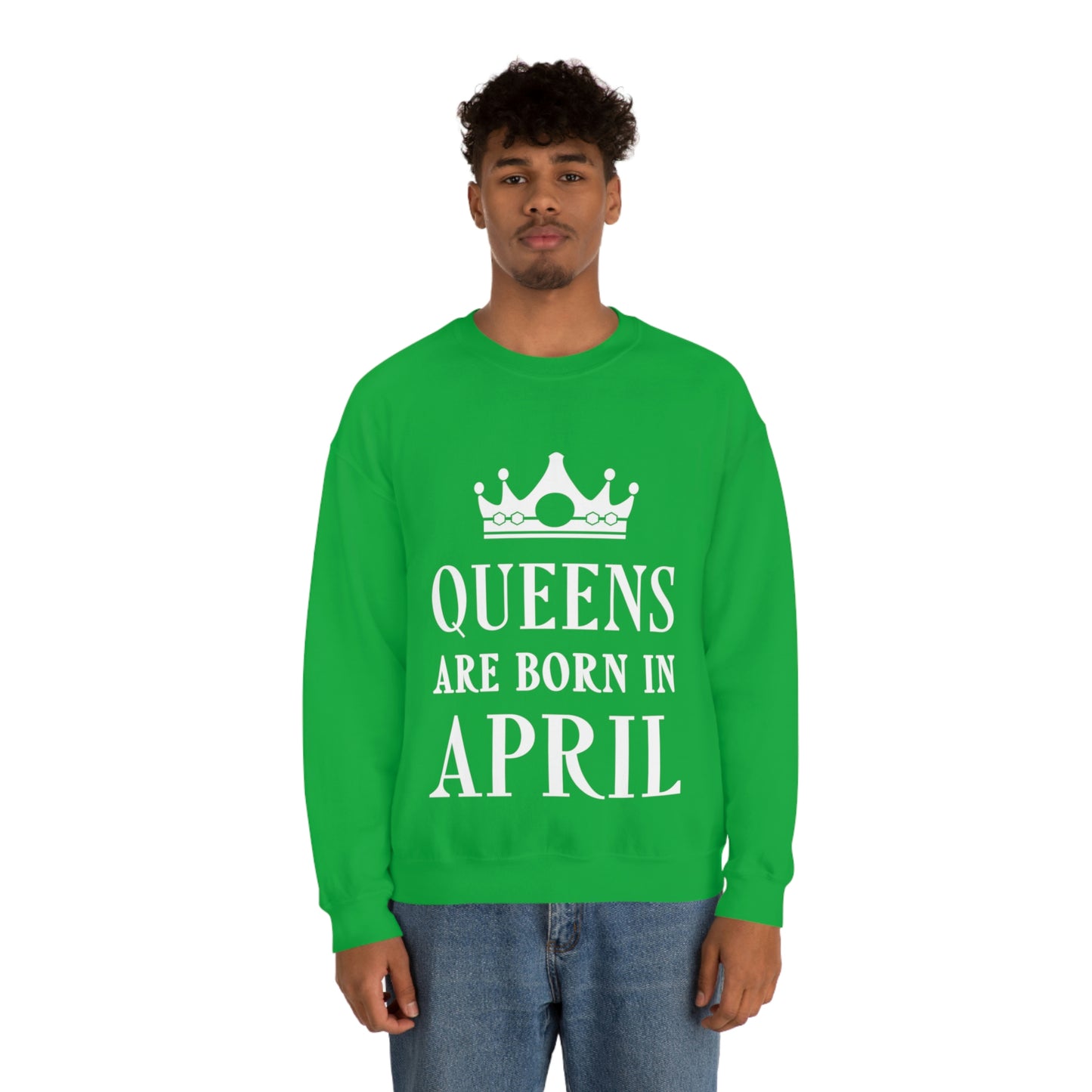 Queens Are Born in April Happy Birthday Unisex Heavy Blend™ Crewneck Sweatshirt