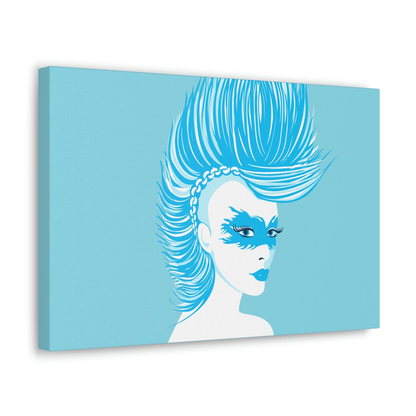 Blue Punk Woman Art Unique Edgy Graphic Aesthetic Classic Art Canvas Gallery Wraps