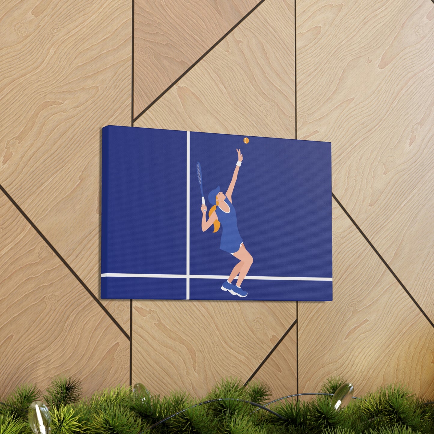 Tennis Player Blue Art Sports Team Classic Art Canvas Gallery Wraps